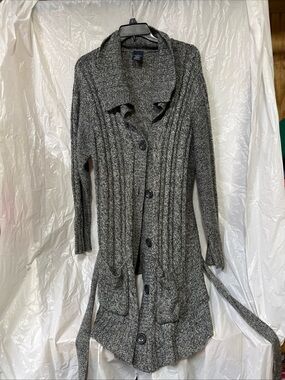 Faded GlooLong Shawl-Collar Button Cardigan Sweater - Gray size 3X
